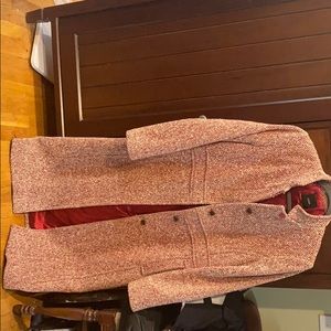 Red tweed J Crew full length coat